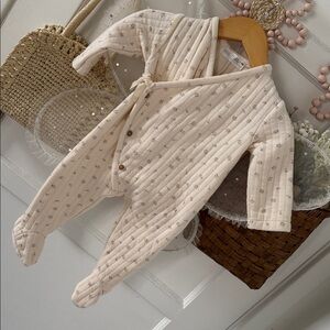 Zara Cream Quilted Wrap-Front Baby Footie